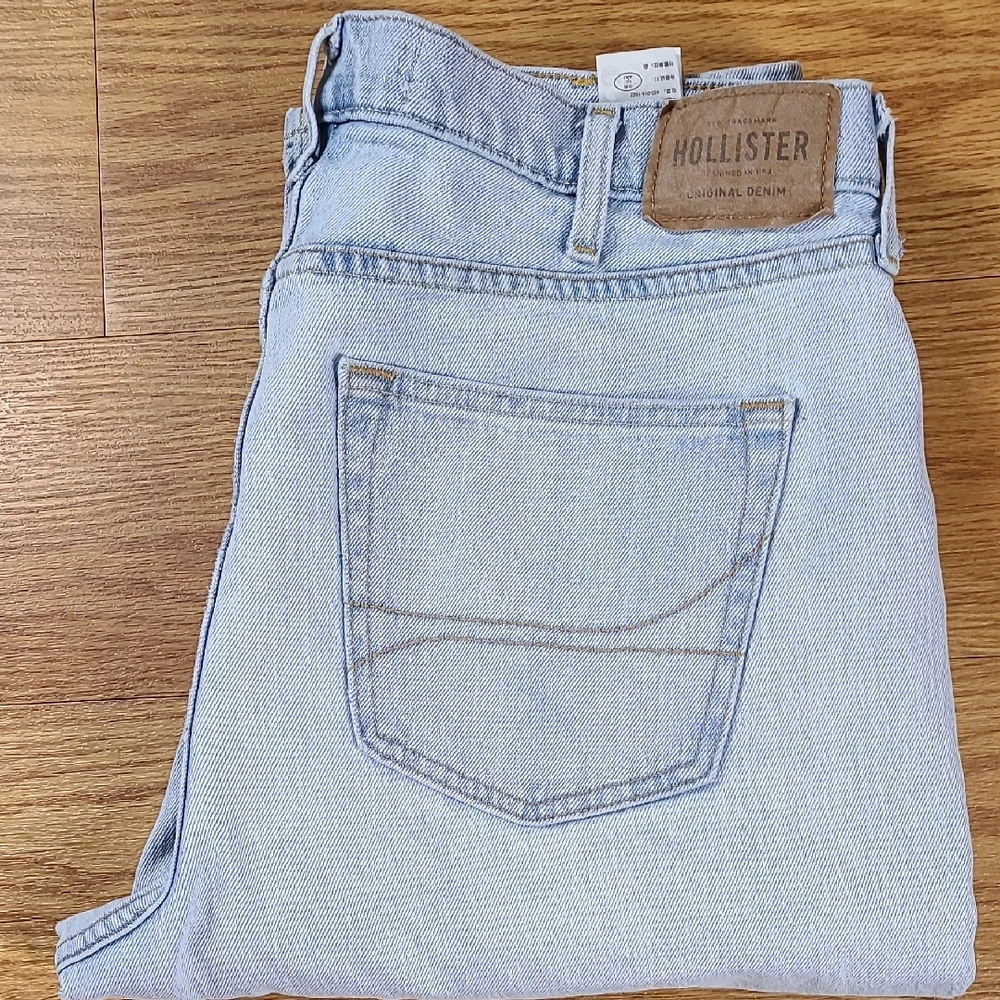 HOLLISTER VINTAGE LOOSE 36x29 PRE-OWNED MENS MECHANIC STAIN STRIGHT DENIM JEANS